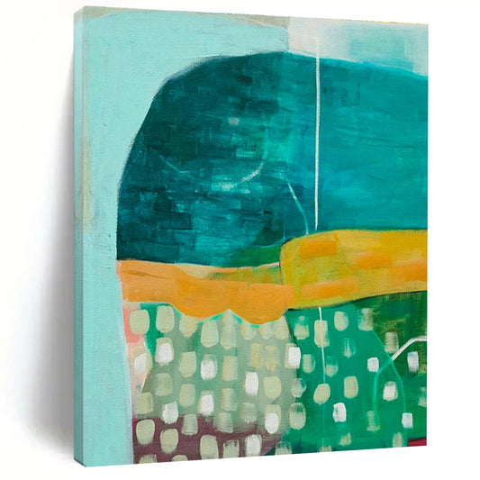 Teal - Green - Yellow Block Art for Modern Kitchen Breakfast Nooks DLZ0137