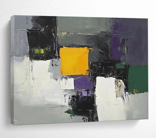 Gray - Based Color Block Abstract Art for Contemporary Lobby & Urban Apartment SC324