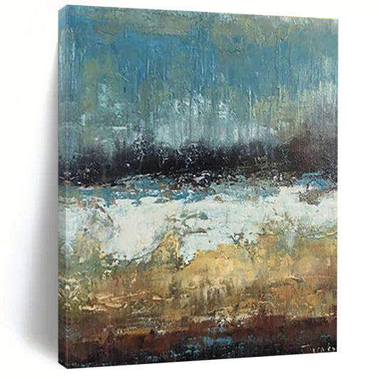 Blue - Gray Landscape Abstract Art for Seaside Vacation Home & Minimalist Living Room DLZ0638