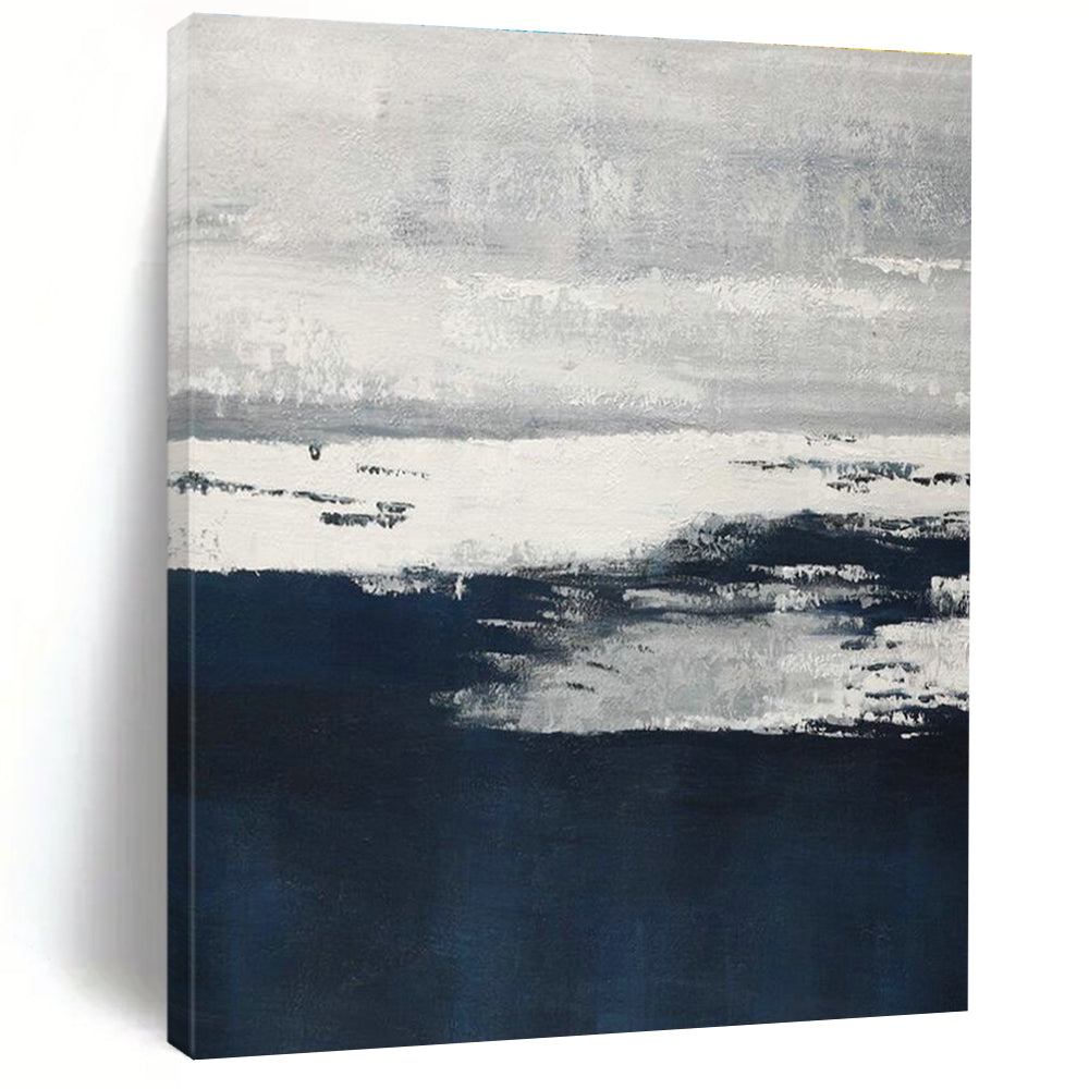 Monochrome Sea - like Abstract Art for Coastal Home Office & Minimalist Living Room DLZ2240