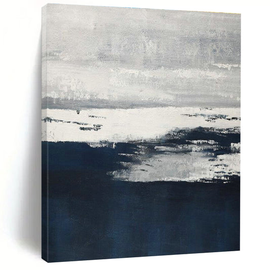 Monochrome Sea - like Abstract Art for Coastal Home Office & Minimalist Living Room DLZ2240