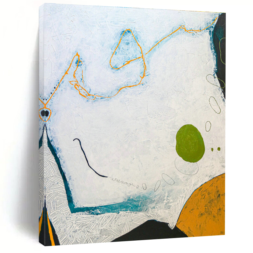 White - Orange - Green Abstract Art for Coastal Restaurant & Home Porch DLZ1117