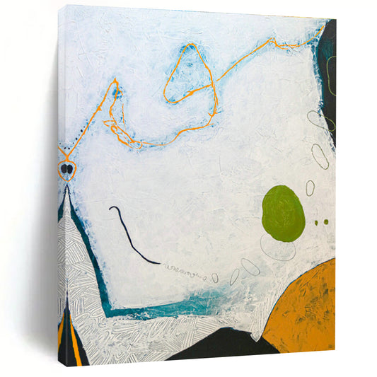 White - Orange - Green Abstract Art for Coastal Restaurant & Home Porch DLZ1117