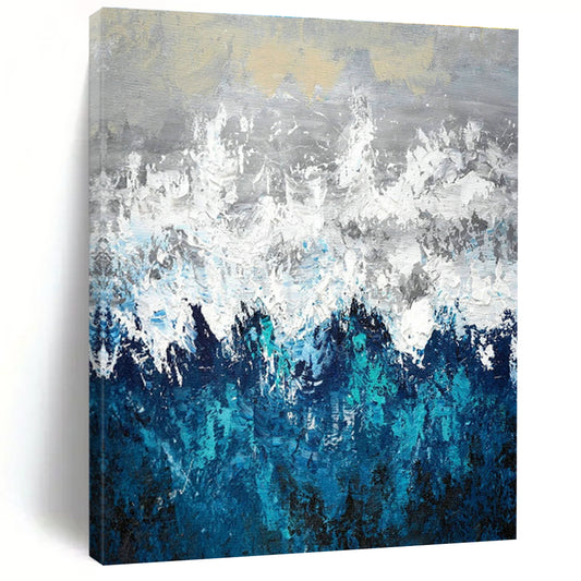 Grey - White - Blue Mountain Abstract Art for Living Room & Study DLZ0443