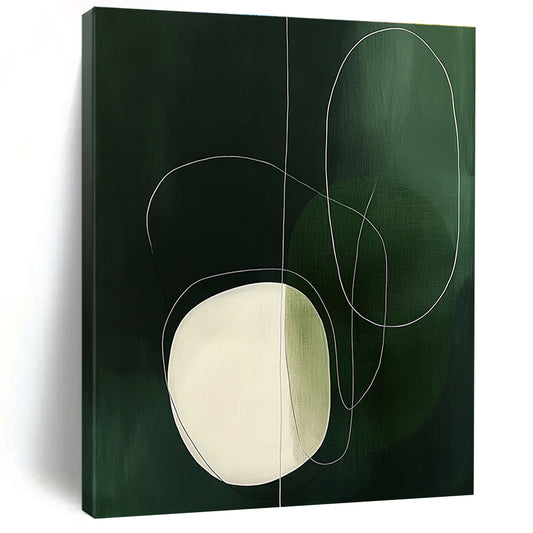 Green - White Line Abstract Art for Minimalist Living Room & Yoga Studio STSC131