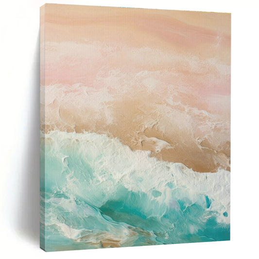 Pastel Ocean Waves Abstract Art for Beachfront Villa Living Room & Bohemian Café DLZ1631
