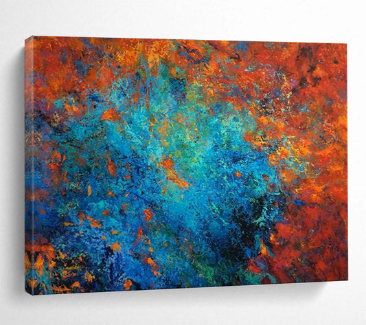 Orange - Blue Contrast Abstract Art for Vibrant Retail Storefronts DLZ3107