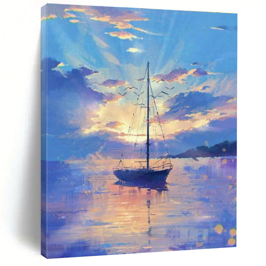 Sailboat Seaview Oil Art for Living Room & Cottages DLZ0316