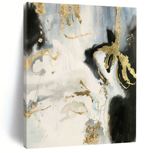 Ink - Gold Foil Abstract Art for Living Room & Foyer DLZ0553