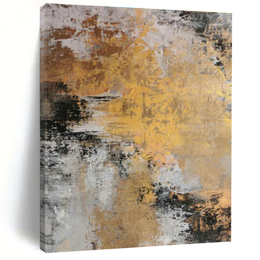 Gold - Gray Abstract Art for High - End Restaurant Private Dining Rooms DLZ0013
