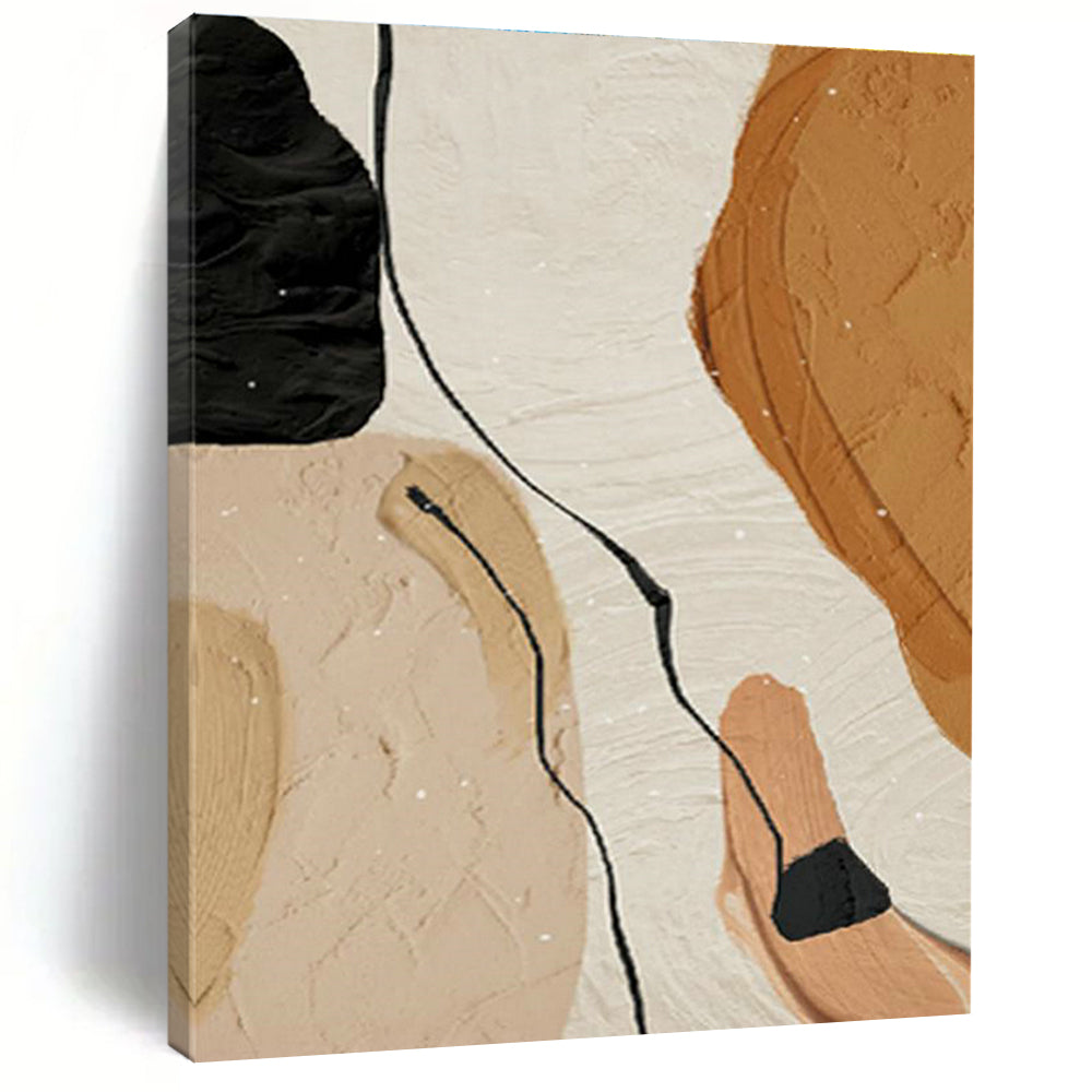 Beige and Black Abstract Shapes Art for Mid - Century Modern Office & Neutral - Toned Gallery DLZ2213