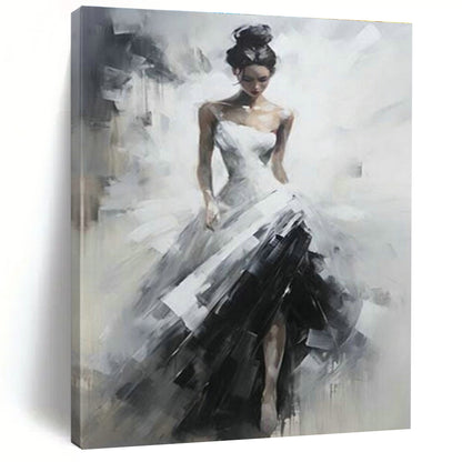 Woman in White and Black Dress Art for Romantic Home Bedroom & Fashion - Forward Boutique DLZ1547