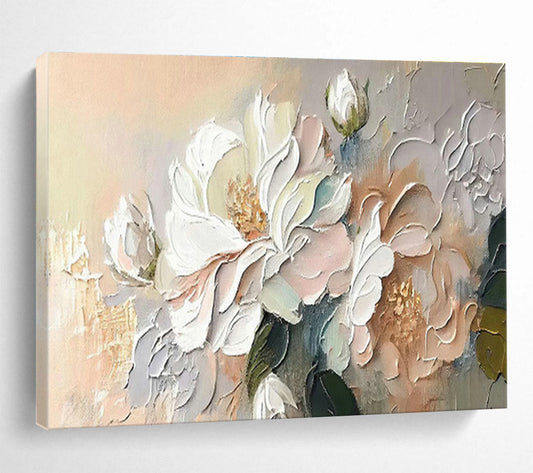 Pastel Flower Relief Art for Charming Cottage - Style Breakfast Nooks DLZ3097