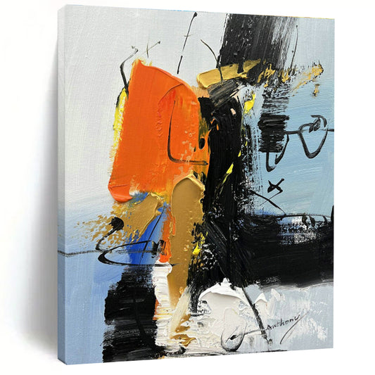 Orange - Black Abstract Art for Contemporary Restaurant & Art - Inspired Bar DLZ0793