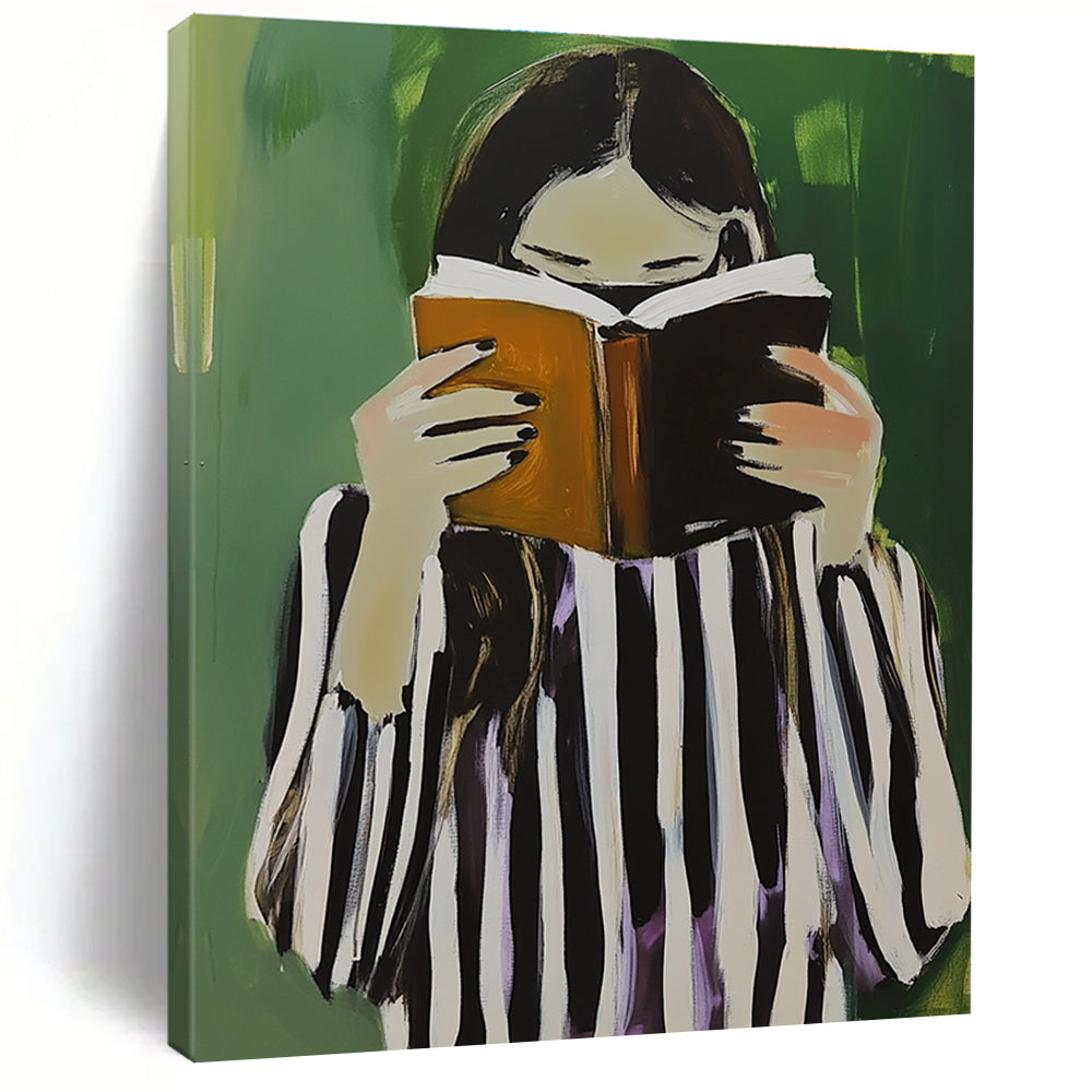 Girl Reading with Book for Cozy Reading Nook & Literary - Themed Café STSC1258