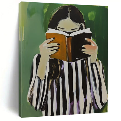 Girl Reading with Book for Cozy Reading Nook & Literary - Themed Café STSC1258