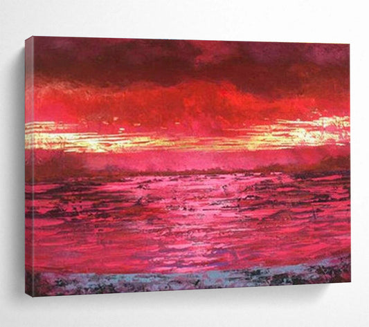 Red Sunset Abstract Art for Romantic Beachfront Restaurant Walls DLZ2575