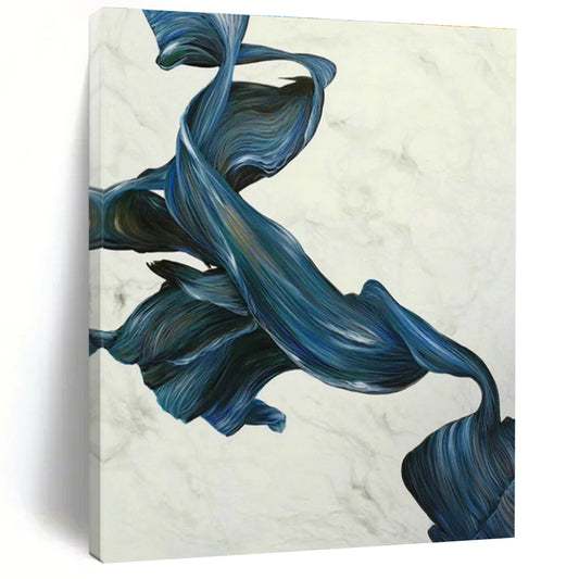 Blue - White Ribbon Abstract Art for Living Room & Bedroom DLZ0539