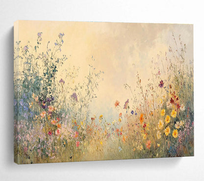 Soft - Toned Wildflower Field Art for Serene Meditation Rooms DLZ3077