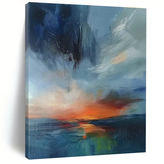Blue - Orange Seaside Art for Coastal Home Master Bedrooms DLZ0124