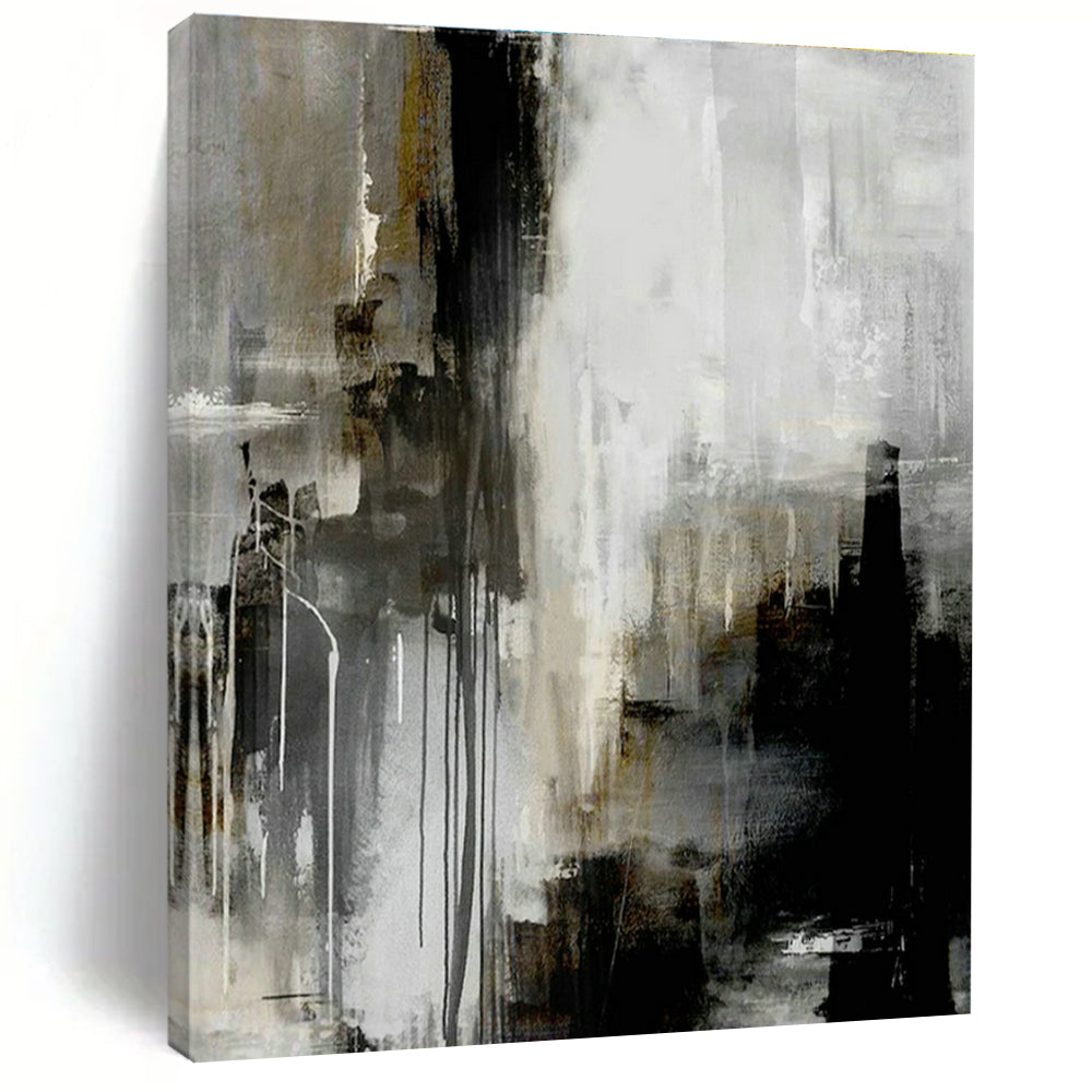 Gray - Black Abstract Drip Art for Industrial Loft & Contemporary Studio DLZ2064