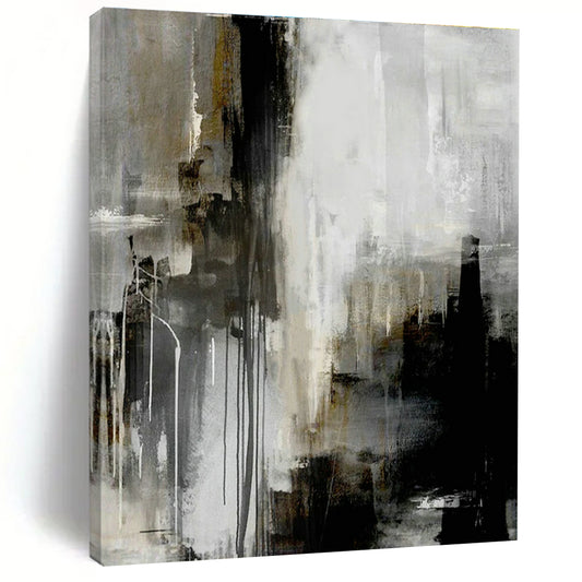 Gray - Black Abstract Drip Art for Industrial Loft & Contemporary Studio DLZ2064