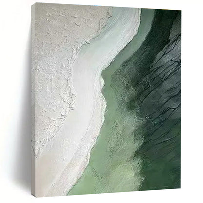 Green - White Abstract Landscape Art for Eco - Friendly Hotel & Art - Loving Retreat DLZ1835