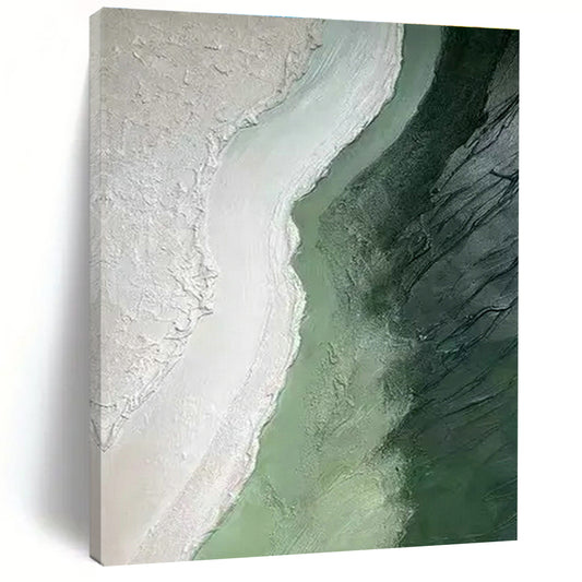 Green - White Abstract Landscape Art for Eco - Friendly Hotel & Art - Loving Retreat DLZ1835