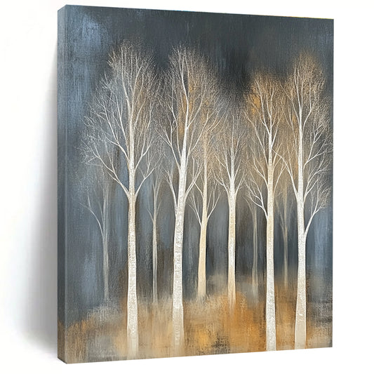 White Trees in Dark Background for Contemporary Hallway & Art - Focused Library STSC353