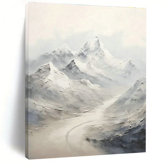 Snowy Mountain Abstract Art for Ski Chalet & Nature Lover’s Bedroom DLZ1271