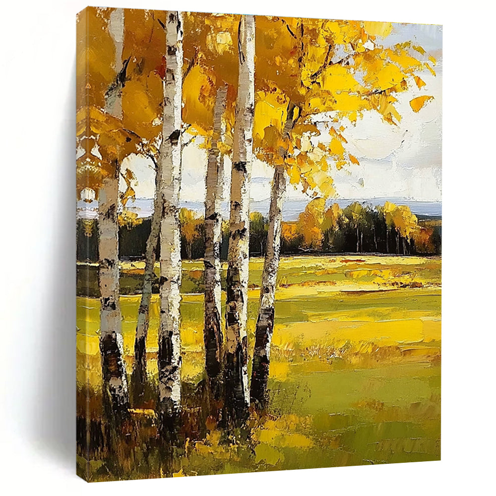 Yellow Birch Trees for Autumn - Themed Home Living Room & Nature - Loving Art Gallery STSC1015