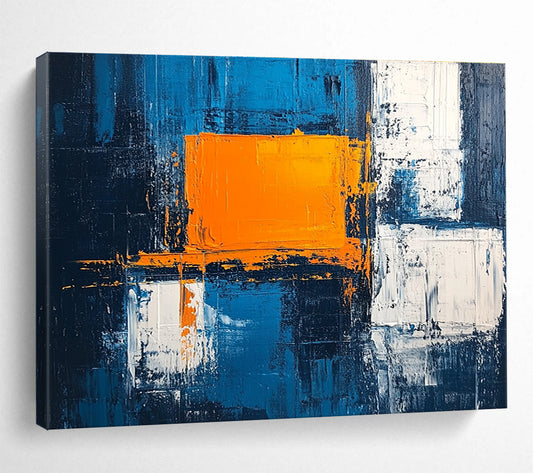 Blue - Orange Geometric Abstract Art for Contemporary Office & Art - Themed Café SC225