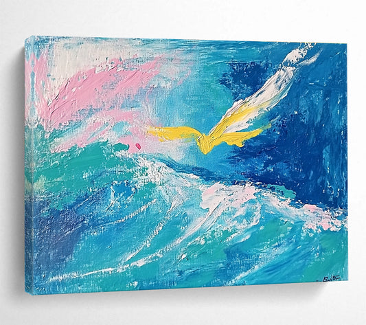 Yellow Bird Over Waves Art for Nautical Nursery & Adventure - Lover’s Study SC364