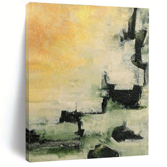 Yellow - Green - Black Abstract Art for Modern Farmhouse Kitchen Dining Areas DLZ0040