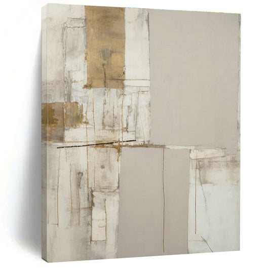 Light Grey - Gold Abstract Art for Spa Retreat & Minimalist Nursery DLZ1325