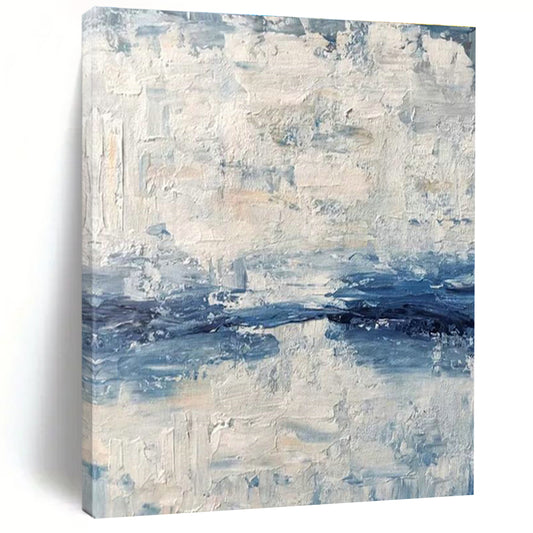 Blue and White Textured Abstract Art for Nautical - style Bedroom & Coastal Art Studio DLZ2246