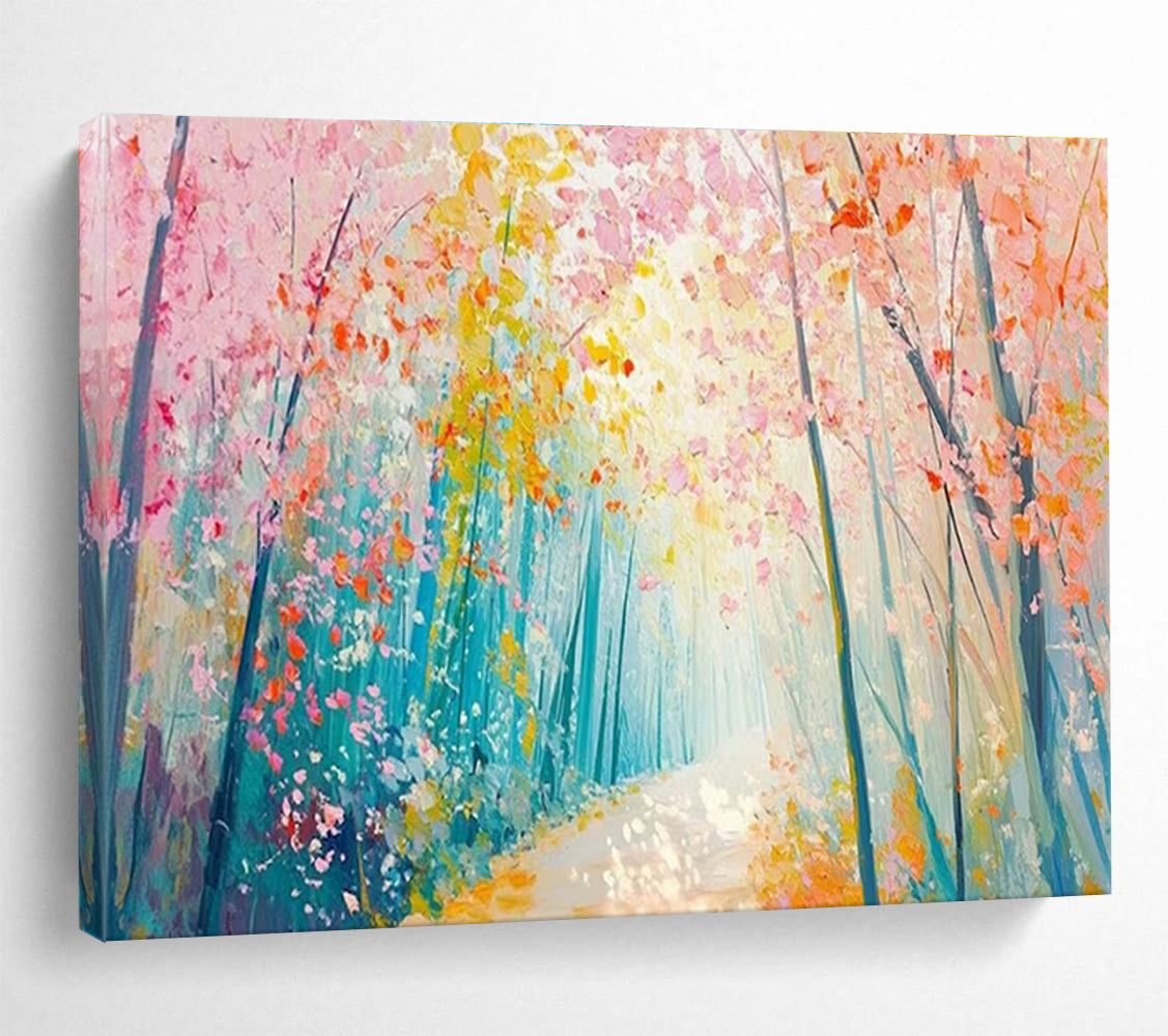 Pink Forest Path Art for Romantic Bed - and - Breakfast Morning Nooks DLZ3198