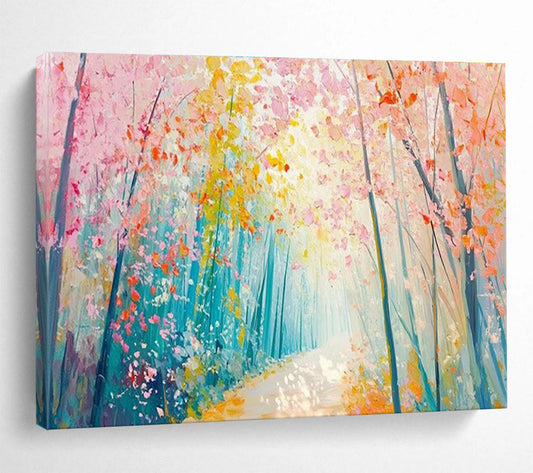 Pink Forest Path Art for Romantic Bed - and - Breakfast Morning Nooks DLZ3198