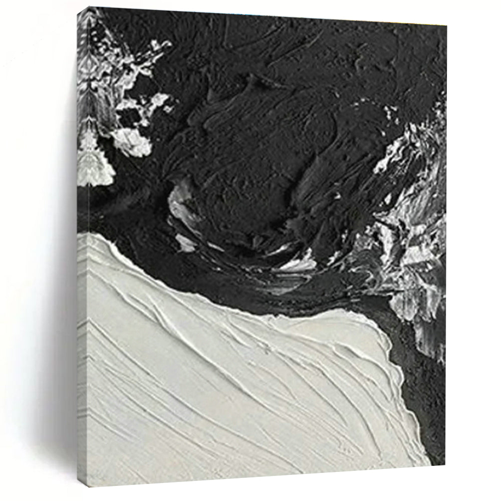 Black - White Thick - Paint Abstract Art for Contemporary Art Space & Industrial - Style Home DLZ1055