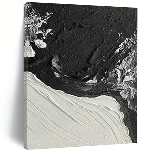 Black - White Thick - Paint Abstract Art for Contemporary Art Space & Industrial - Style Home DLZ1055