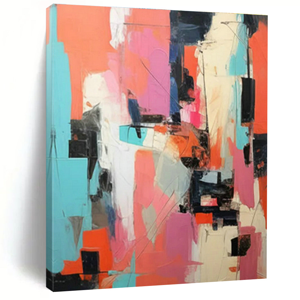 Pink - Orange - Blue Abstract Art for Bohemian Rooftop Bar & Creative Studio DLZ1724