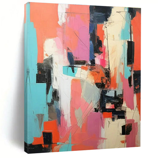 Pink - Orange - Blue Abstract Art for Bohemian Rooftop Bar & Creative Studio DLZ1724
