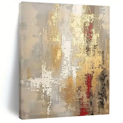 Gray - Gold - Red Abstract Art for Modern Penthouse & Sophisticated Art Salon DLZ1914