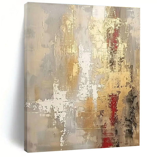 Gray - Gold - Red Abstract Art for Modern Penthouse & Sophisticated Art Salon DLZ1914