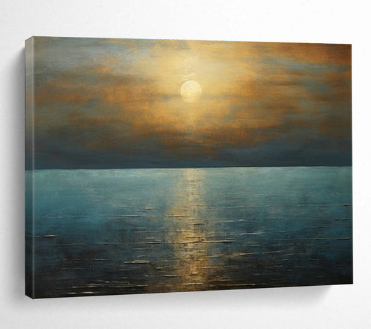 Sea Sunrise Oil Painting for Beach House Dining Rooms DLZ2486