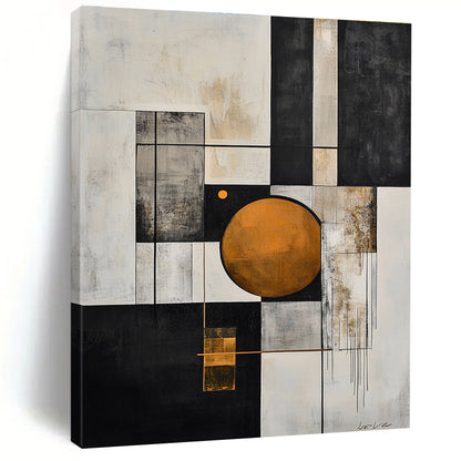 Geometric Abstract with Orange Circle for Modern Office Reception & Art - Centric Living Room STSC207