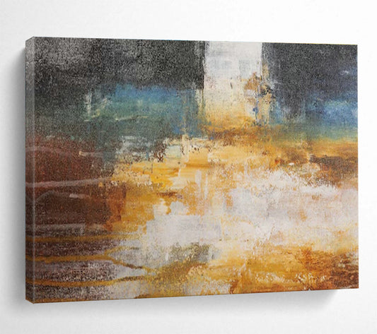 Cheerful Yellow and Blue Abstract Art for a Cheerful Bedroom DLZ2396