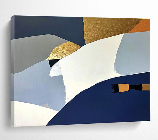 Abstract Geometric with Brush Art for Contemporary Art Studio & Modern Home Decor SC444