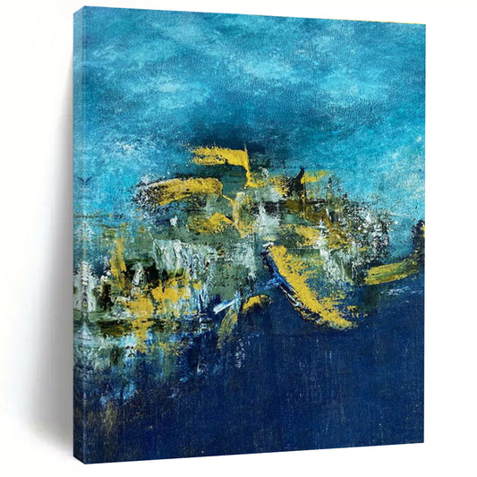 Blue - Yellow Abstract Art for Nautical - Themed Restaurant Walls DLZ0062