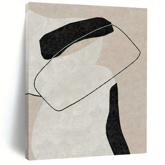 Beige - Black Abstract Art for Minimalist Home Office & Modern Gallery DLZ2050